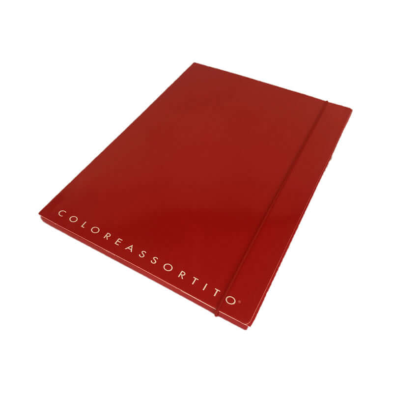 Cartelletta a 3 Lembi in Cartoncino Dorso 1 cm con Elastico Formato 25x35 cm Top Quality Tinta Unita Colore Rosso