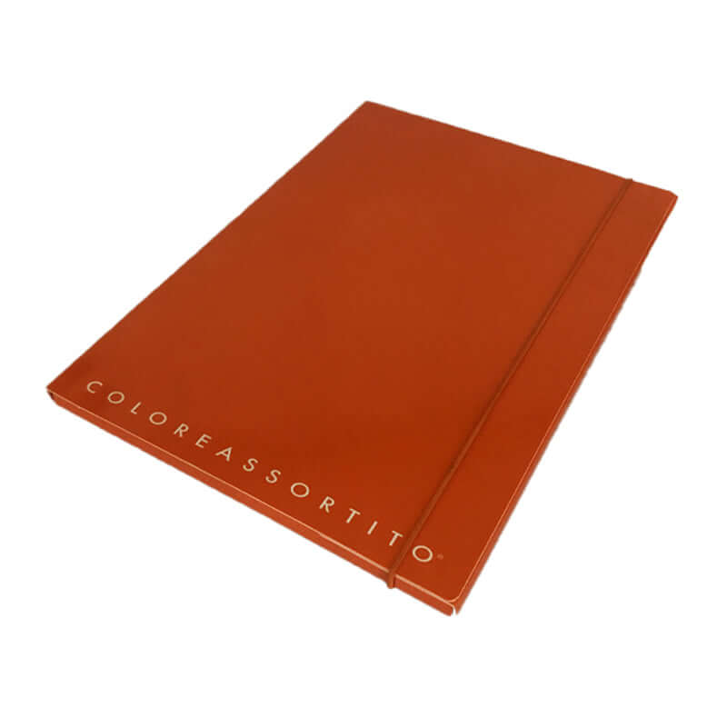 Cartelletta a 3 Lembi in Cartoncino Dorso 1 cm con Elastico Formato 25x35 cm Top Quality Tinta Unita Colore Arancione