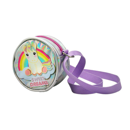 Borsa Tracolla Tonda Unicorno Sweet Dreams Brillantinata