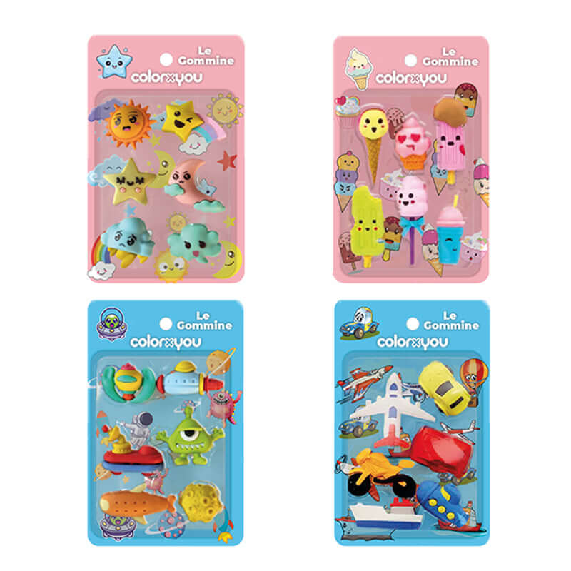 Blister da 6 Gommine in Soggetti Assortiti