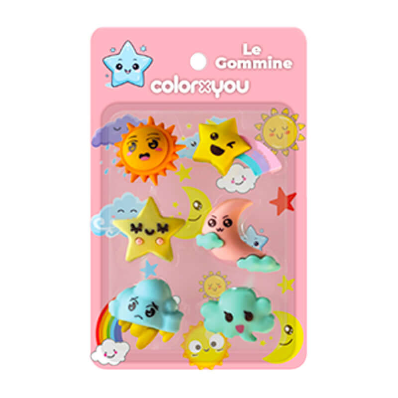 Blister da 6 Gommine in Soggetti Assortiti