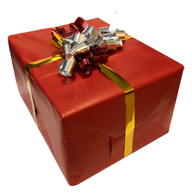 Pacco Regalo Un Foglio Colore Rosso, Set 3 Nastrini