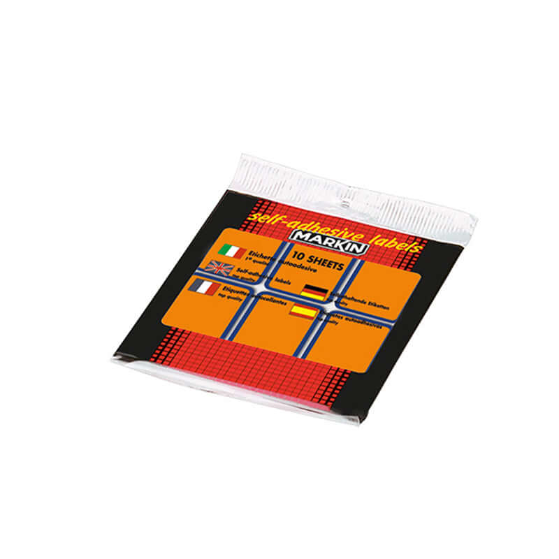 Etichette Adesive Permanenti Misura 37x70 mm Fluo Colore Arancione Confezione 10 Fogli (60 Etichette)