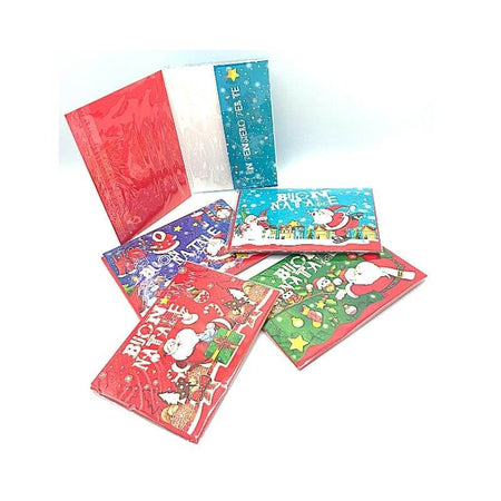 Biglietto Natalizio Portasoldi Fantasie Babbo Natale con Glitter Assortite 4 Pezzi