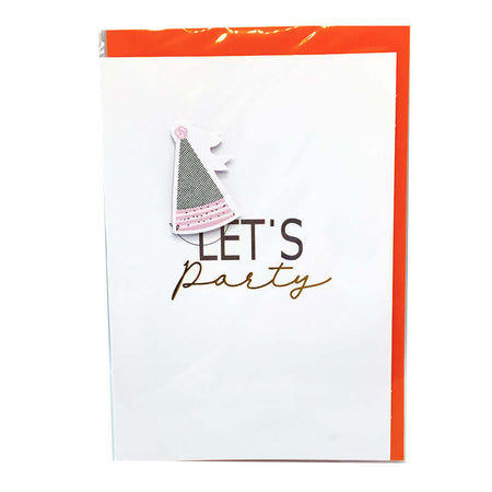 Biglietto Auguri Compleanno con Applicazioni Let’s Party e Busta Formato 12x17 cm