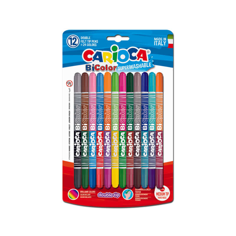 Pennarello Super Fine Carioca Bi-Color Colori Assortiti Confezione 12 Pezzi