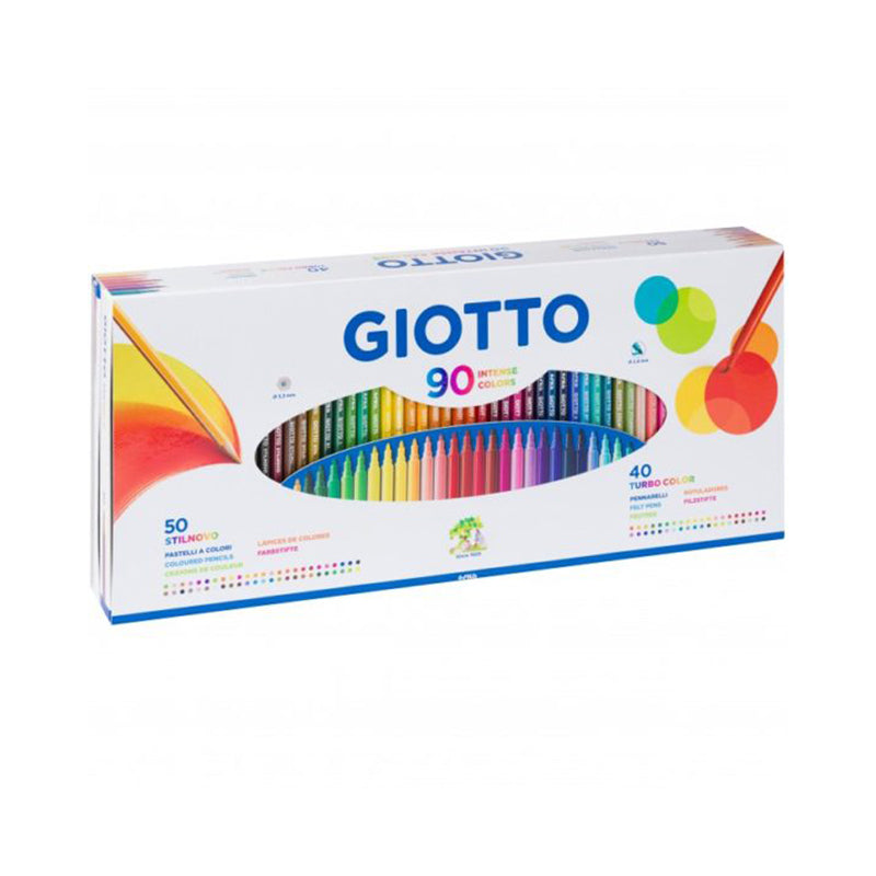Pastelli e Pennarelli Punta Fine Giotto 50 Stilnovo e 40 Turbocolor Colori Assortiti Confezione 90 Pezzi