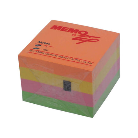 Post-it Adesivo Formato 51x51 mm 400 Fogli Assortito in 4 Tonalità Colori Forti