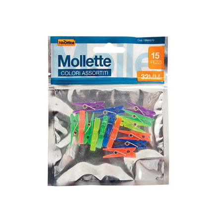 Mollette Fluo Assortite Confezione 15 Pezzi