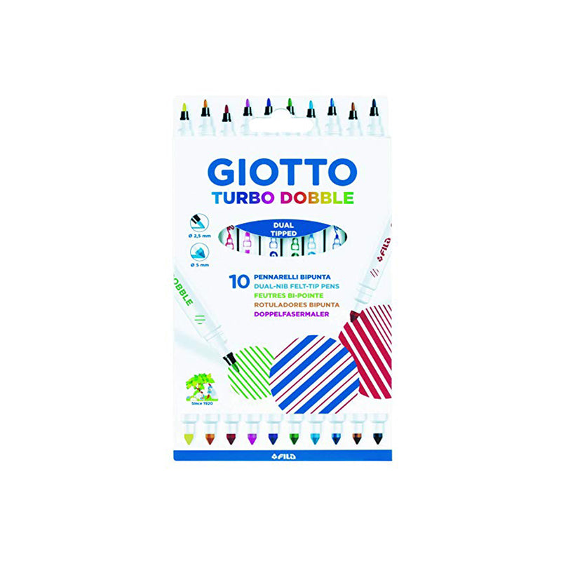 Pennarello Punta Fine Giotto Turbo Dobble Colori Assortiti Confezione 10 Pezzi
