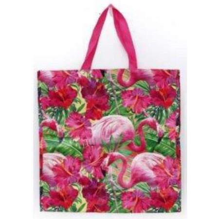 Shopper Mega Dimensioni 65 x 55 x 30 cm Plastica Telata Fantasia Fenicotteri