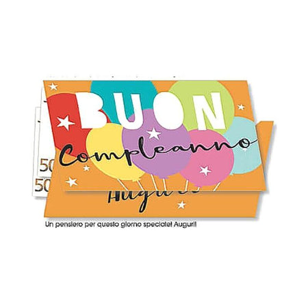 Biglietto Auguri Compleanno Brillantinato Palloncini con Busta Formato 12x17 cm