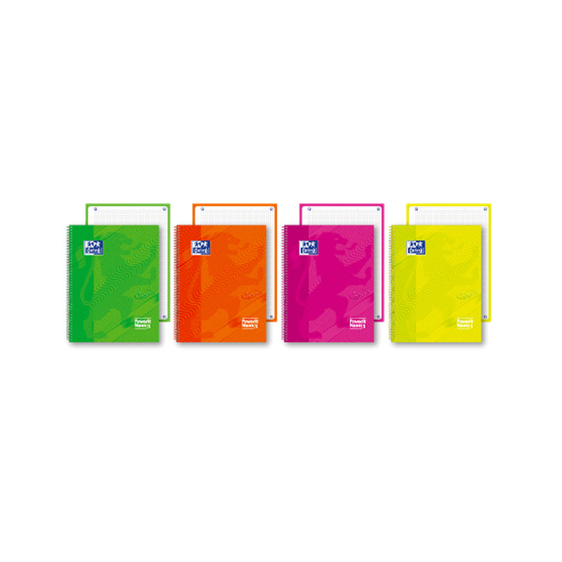 Quadernone Maxi Spiralato con Fori Copertina Cartonata Effetto Touch Bordo Pagina Colorato Quadretto da 5 mm