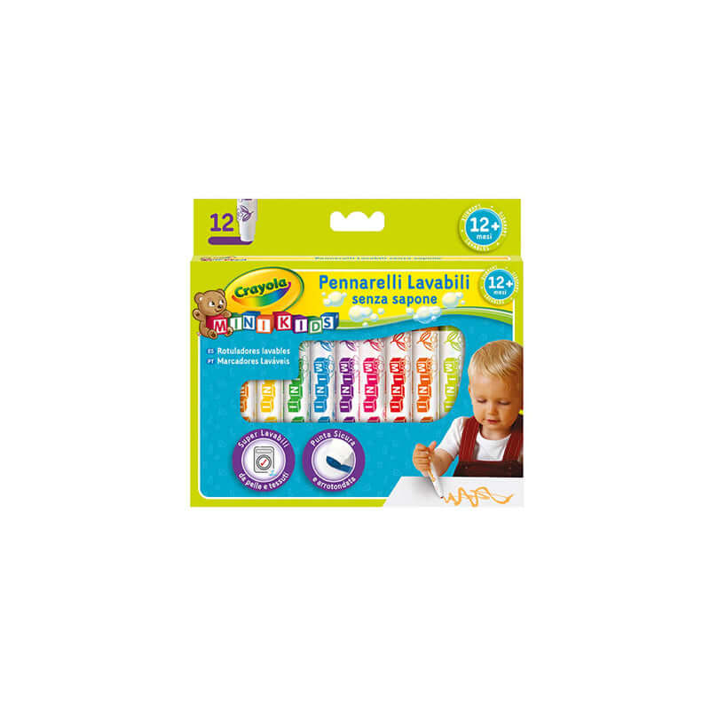 Pennarello Bebè Crayola Mini Kids Punta Grossa Colori Assortiti Confezione 12 Pezzi