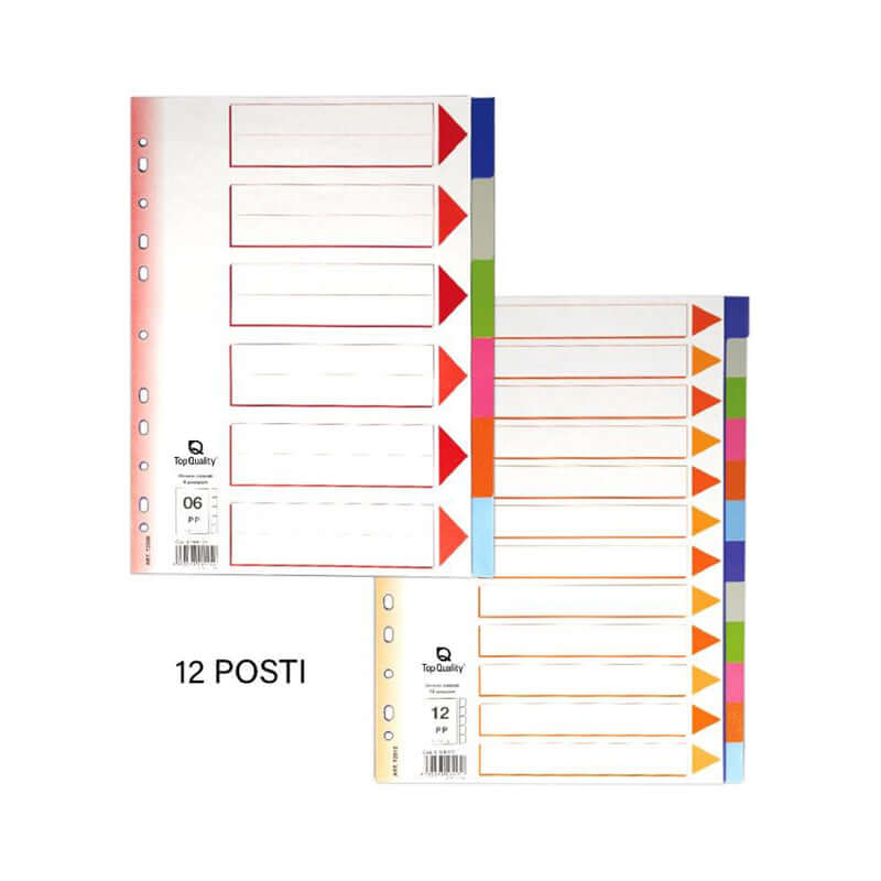 Divisori Colorati in Cartoncino Formato Quadernone Maxi 22 x 30 cm Top Quality