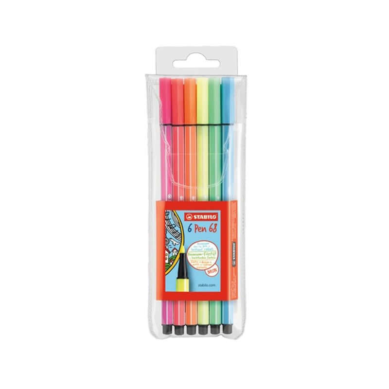 Pennarello Punta Fine Stabilo Pen 68 Fluo Colori Assortiti Confezione 6 Pezzi