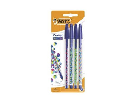 Penna Sfera Bic Cristal Collection Colore Blu Blister 4 Pezzi