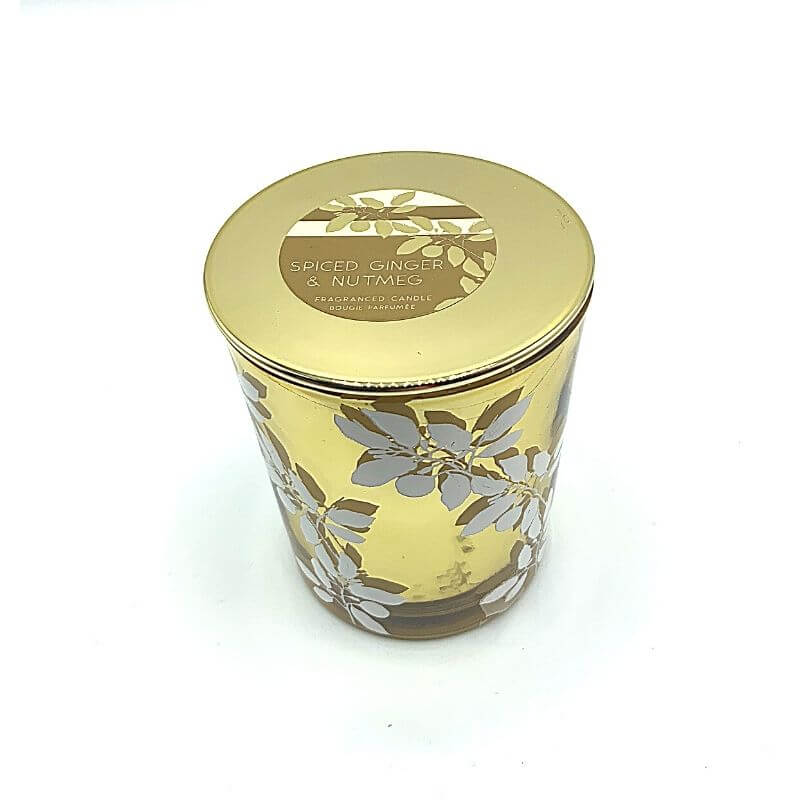 Candela Profumata in Bicchiere Colore Oro Spiced Ginger and Nutmeg Diametro 6 cm Altezza 7 cm