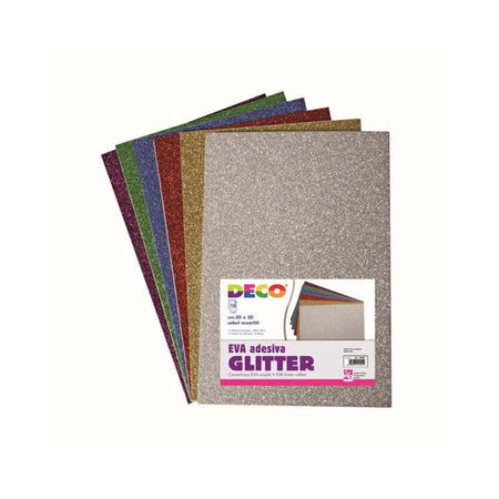 Gomma Eva Glitterata Adesiva CWR Formato 20 x 30 cm Confezione da 10 Fogli