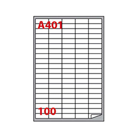 Etichette Adesive per Stampante Formato A4 Misura 34x14 mm A401 Colore Bianco Confezione 100 Fogli