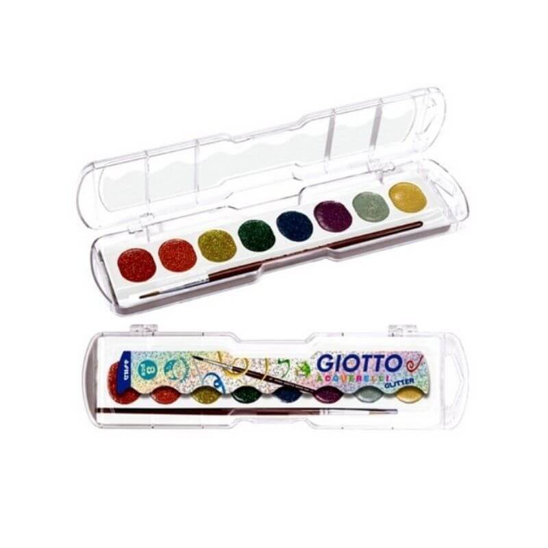 Acquerelli Giotto Glitter Colori Assortiti Confezione 8 Pezzi