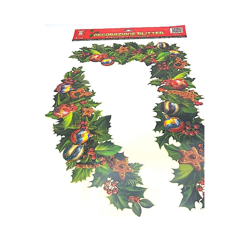 Vetrofania Natalizia Ghirlanda di Natale Formato 48 x 34 cm