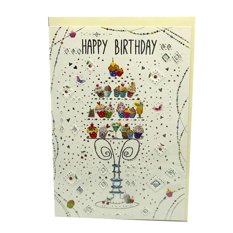 Biglietto Auguri Compleanno in Rilievo Happy Birthday Muffin con Alzatina e Busta Formato 12x17 cm