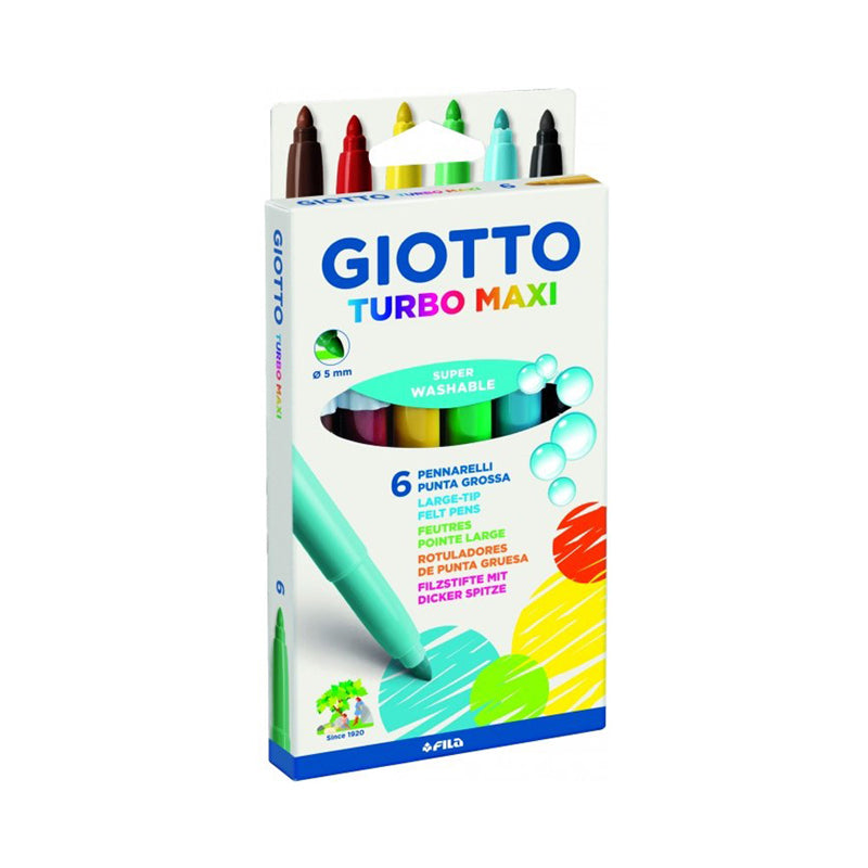 Pennarello Punta Grossa Giotto Turbo Maxi Colori Assortiti Confezione 6 Pezzi