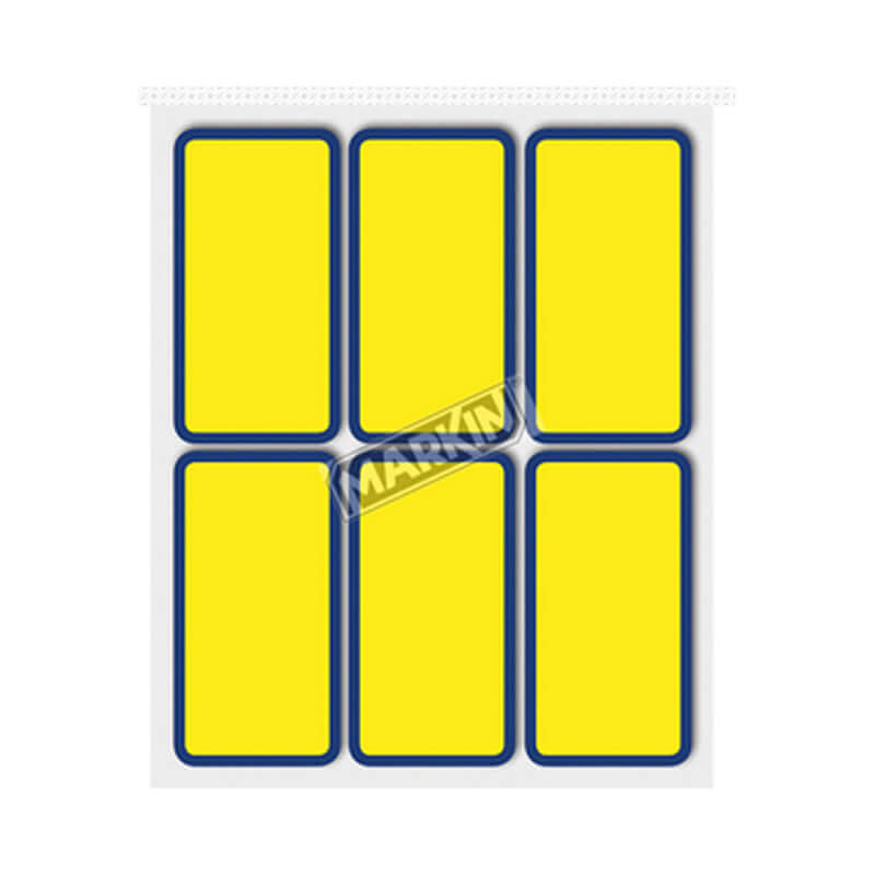Etichette Adesive Permanenti Misura 37x70 mm Fluo Colore Giallo Confezione 10 Fogli (60 Etichette)