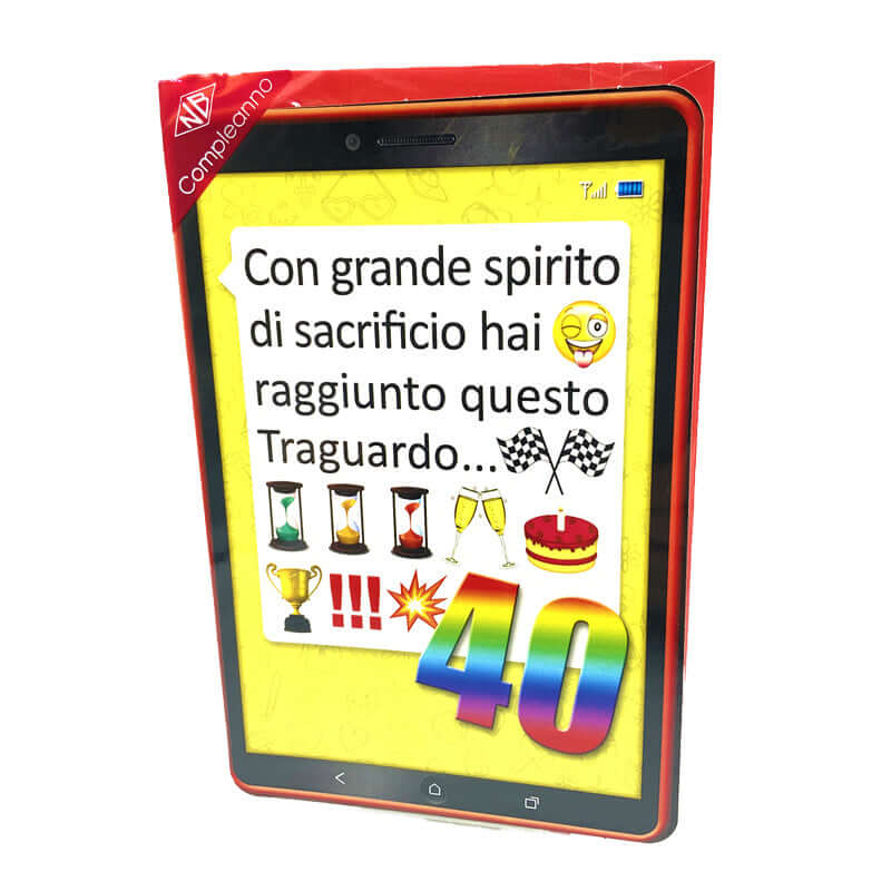 Biglietto Auguri Compleanno 40 Anni Emoji con Busta Formato 12x17 cm
