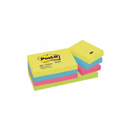 Post-it 653 TFEN 100 Fogli 38X50 mm Colori Assortiti Confezione 12 Pezzi